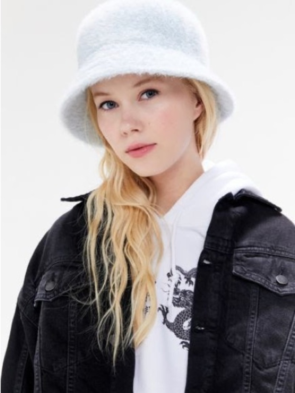 Urban Outfitters Gia Light Blue Fuzzy Bucket Hat